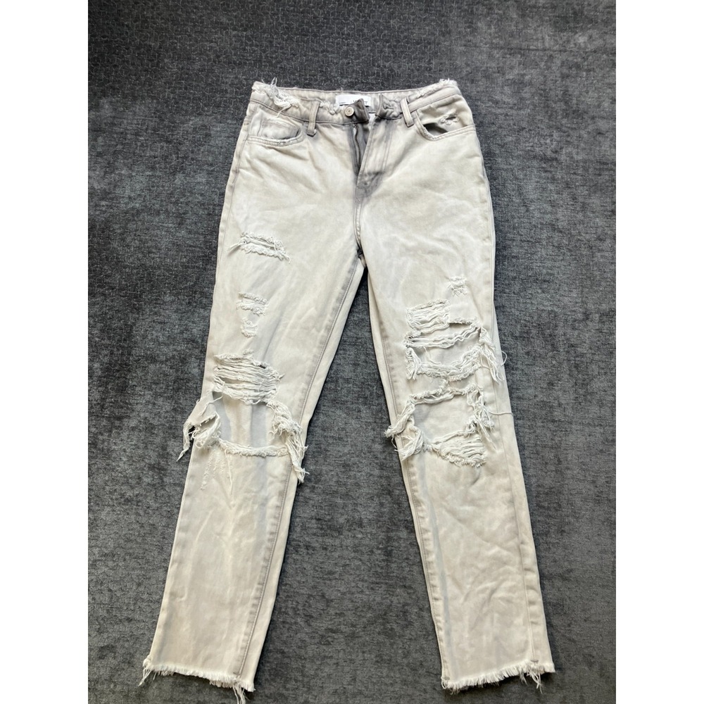 Vervet Los Angeles Skinny Jeans Womens 28 Beige Denim Cotton Distressed‎ Raw Hem